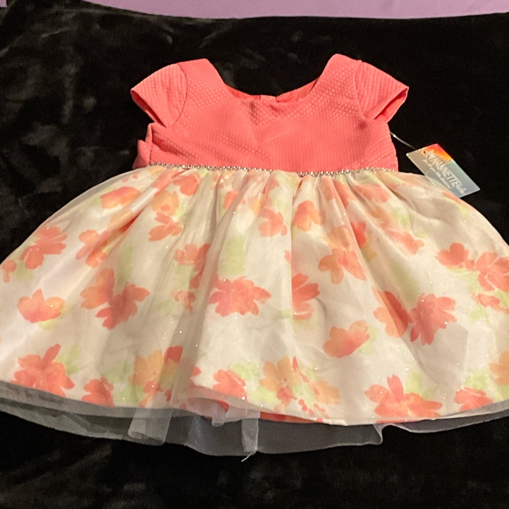 Nannette Coral and Floral Baby Dress
